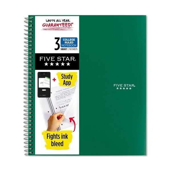 Mead Notebook, 3-Subject, Spiral, 8-1/2inx11-1/2in, Green MEA72067 - main